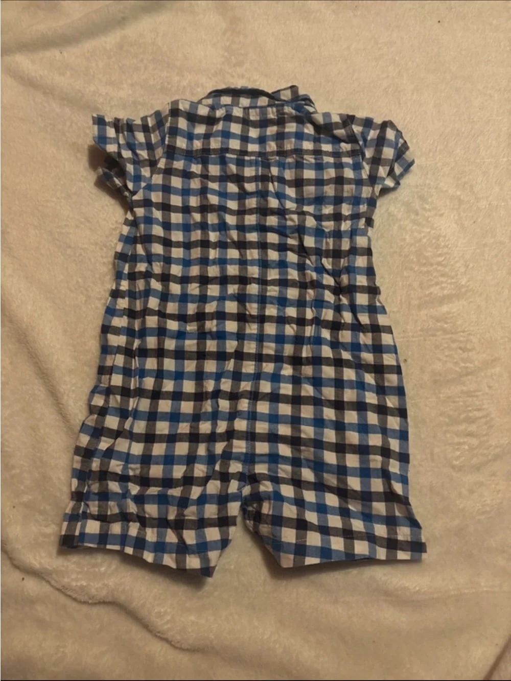 Carter's Blue and White Gingham Short-Sleeve Romper
